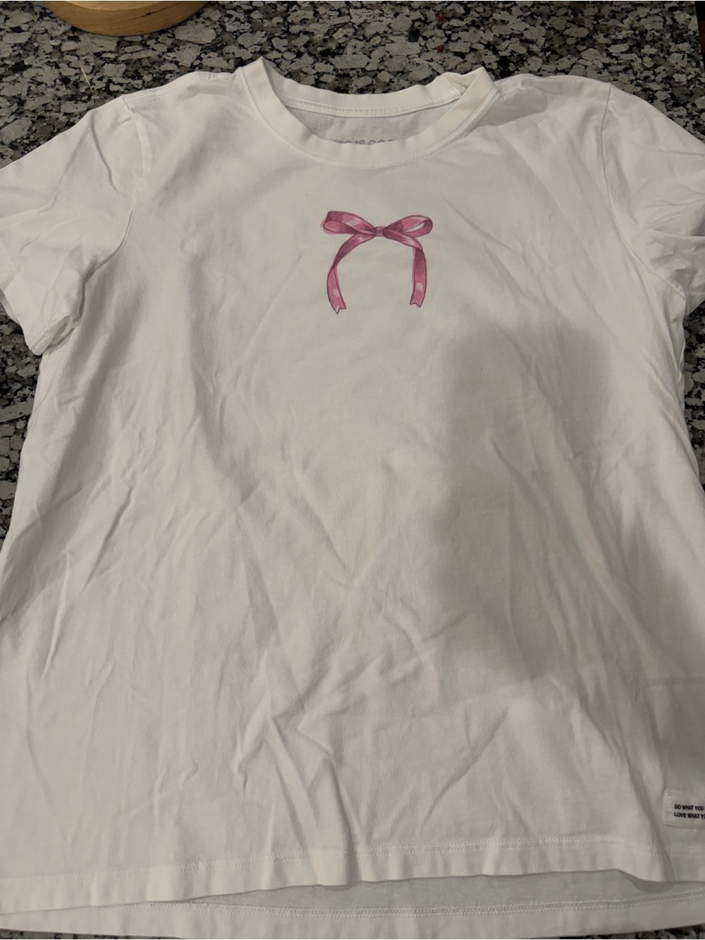 Life Is Good White Short Sleeve Tee with Pink Bow Graphic